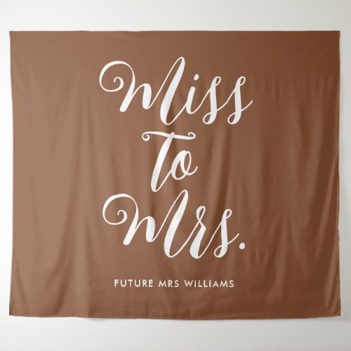 Miss to Mrs Retro Vintage Brown Bachelorette Tapestry