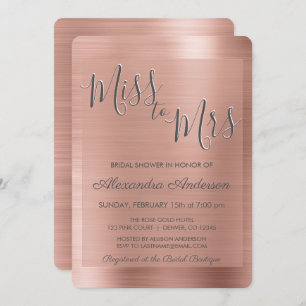 Miss to Mrs Rose Gold Blush Pink Bridal Shower Invitation