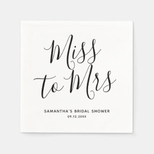 Miss to Mrs Simple Chic Boho Theme Bridal Shower  Napkins