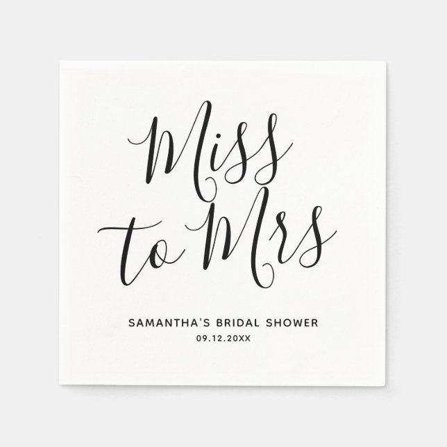 Miss to Mrs Simple Chic Boho Theme Bridal Shower  Napkins (Front)