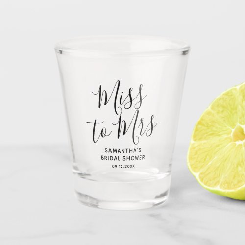 Miss to Mrs Simple Elegant Chic Bridal Shower   Shot Glass