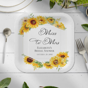 Miss To Mrs   Sunflower Fall Bridal Shower Paper Plates