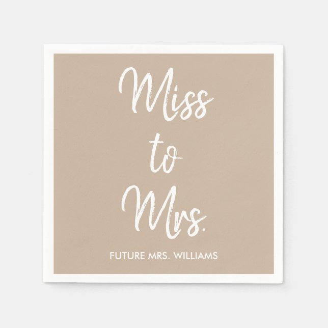 Miss to Mrs Tan Bridal Shower Bachelorette Party Napkins (Front)