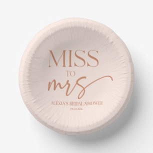 Miss To Mrs Tan Brown Boho Bohemian Bridal Shower Paper Bowls