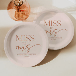 Miss To Mrs Tan Brown Boho Bohemian Bridal Shower Paper Plates