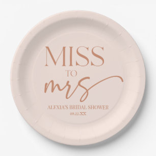 Miss To Mrs Tan Brown Boho Bohemian Bridal Shower Paper Plates