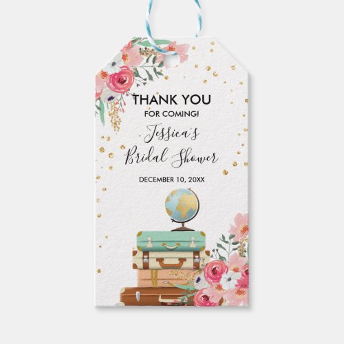 Miss to Mrs thank you tags Bridal shower Travel
