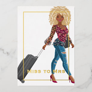 Miss to Mrs Travel Bachelorette Party Foil Invitat Foil Invitation