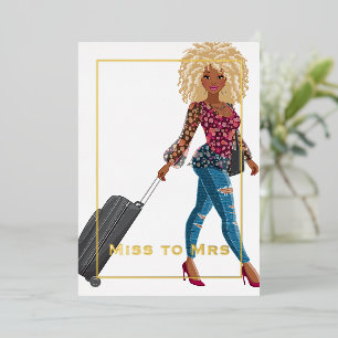 Miss to Mrs Travel Bachelorette Party Foil Invitat Invitation