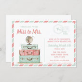 Miss to Mrs travel bridal shower coral mint Invitation (Front/Back)