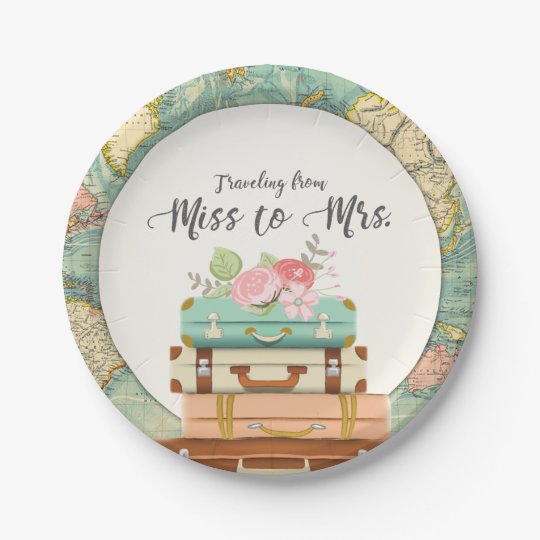 Miss To Mrs Travel Bridal Shower Paper Plates Zazzle Miss To Mrs Travel Bridal Shower Paper Plates
