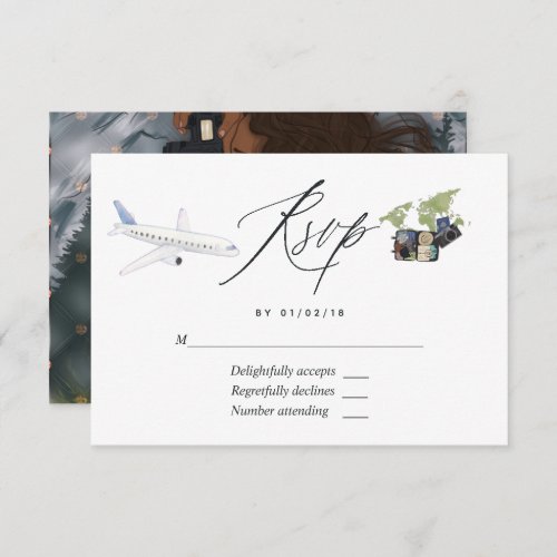 Miss To Mrs Travel Bridal Shower RSVP Card