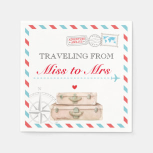 Miss to Mrs Travel Bridal Shower Table Napkins