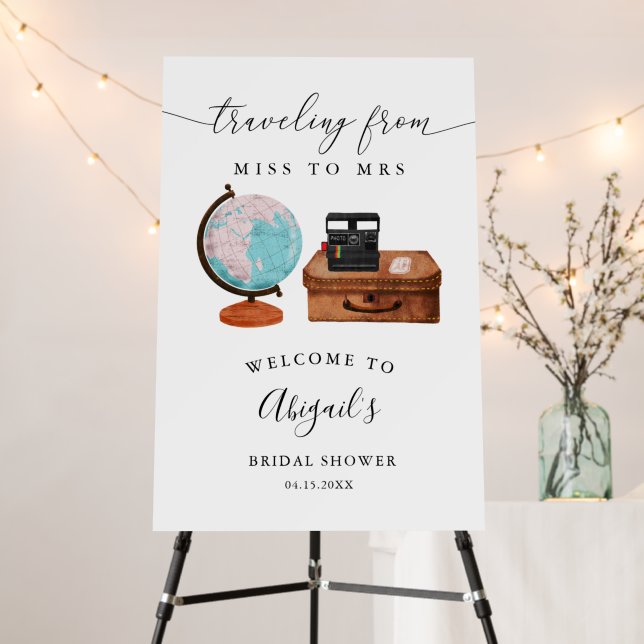 Miss To Mrs Travel Bridal Shower Welcome Sign (In Situ (Stand))