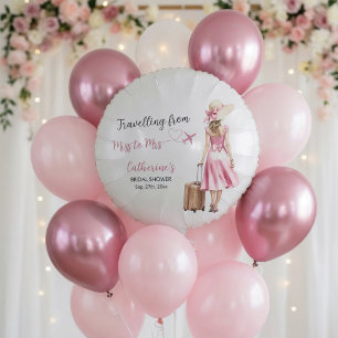 Miss To Mrs Travel Pink Bow Dress Bridal Shower Balloon