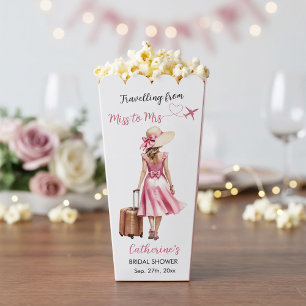 Miss To Mrs Travel Pink Bow Dress Bridal Shower Favor Boxes