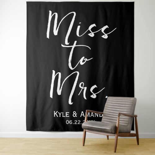 Miss to Mrs Wedding Bridal Shower Backdrop Black