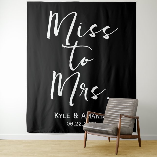 Miss to Mrs Wedding Bridal Shower Backdrop Black (In Situ)