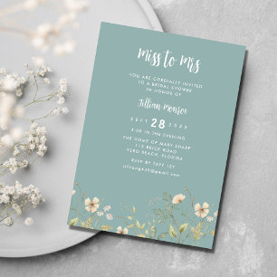 Miss to Mrs Wildflower Bridal Shower Party Invitation