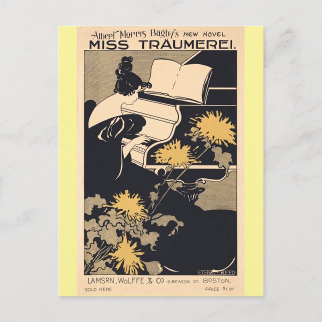 Miss Träumerei Playing Piano, Ethel Reed Postcard (Front)