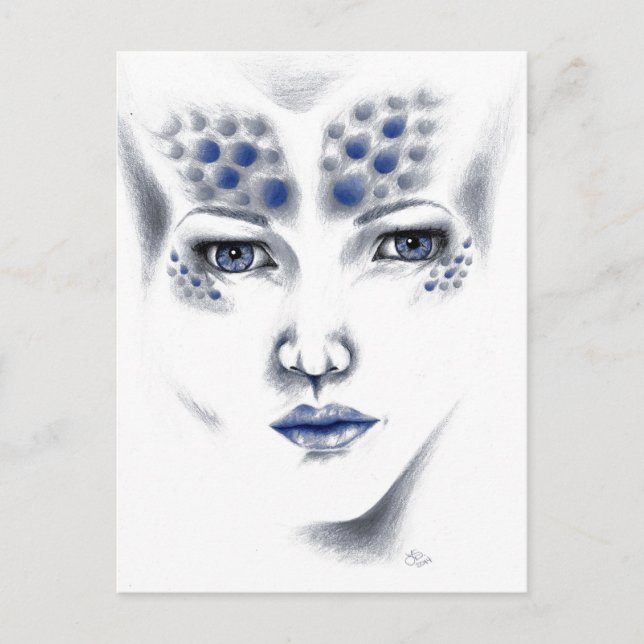 Miss Universe Alien Lady Original Art Postcard (Front)