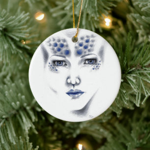 Miss Universe Beautiful Alien Woman Original Art Ceramic Ornament