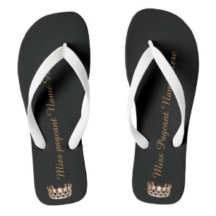 Miss USA Adult Custom Crown White Flip Flops
