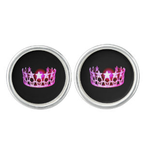 Miss USA America Raspberry Crown Round Cuff Links