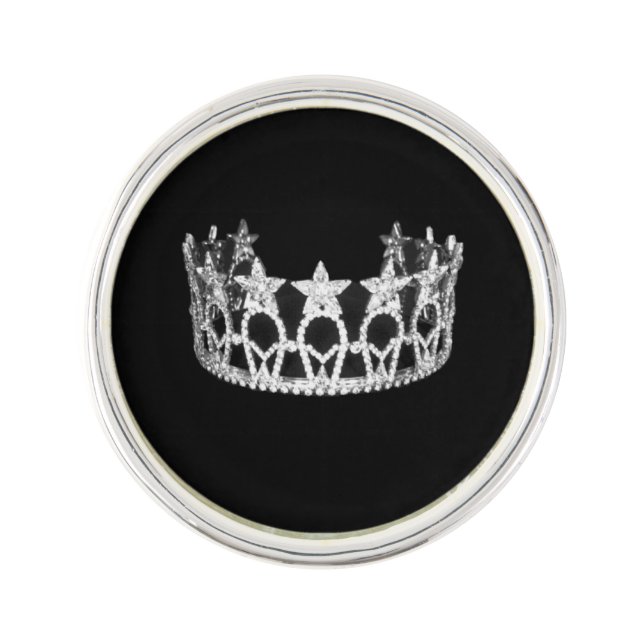 Miss USA America style Jeweled Crown Lapel Pin (Front)