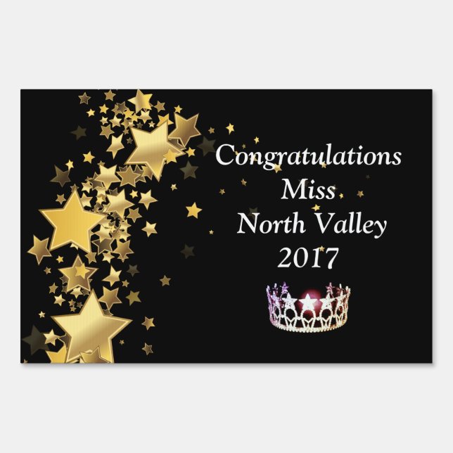 Miss USA Congrats Crown Custom Name Yard Sign (Front)