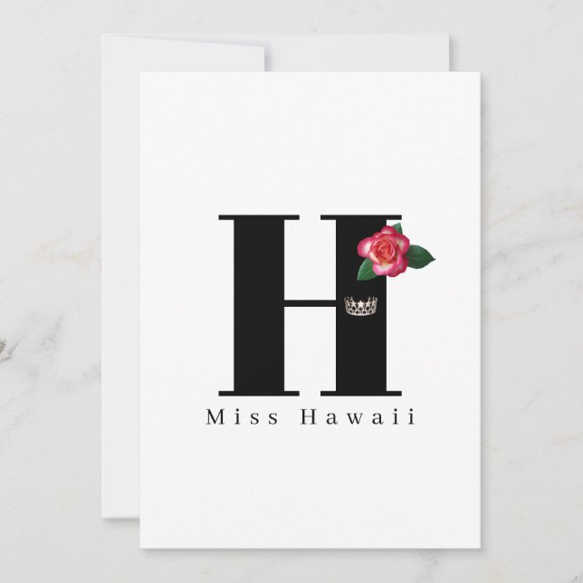 Miss USA Crown Flat Note Cards-Rose (Front)