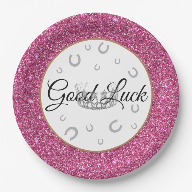 Miss USA Crown Good Luck 9" Paper Plates (Front)