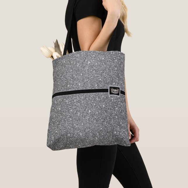 Miss USA Crown Pageant Faux Glitter Tote Bag (Close Up)
