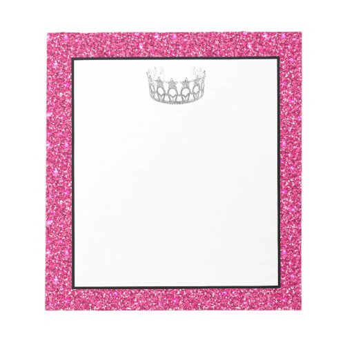 Miss USA Crown Pink Glitter Notepad