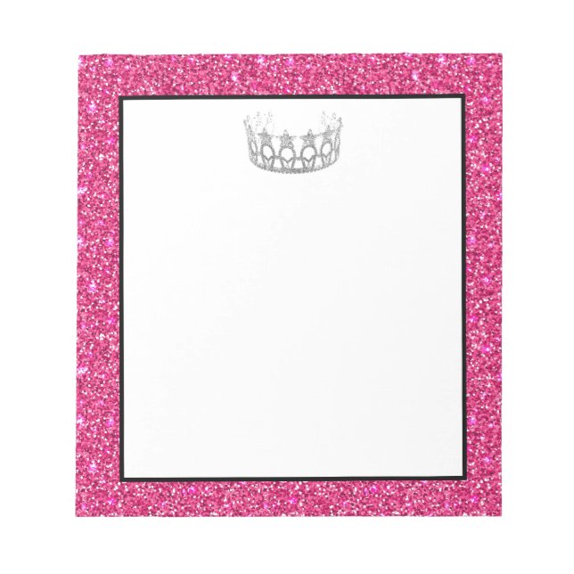 Miss USA Crown Pink Glitter Notepad (Front)