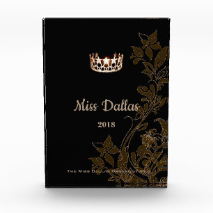 Miss USA Floral Gold Crown Acrylic Award