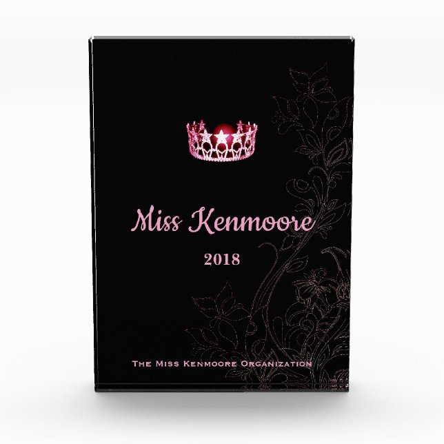Miss USA Floral Pink Crown Acrylic Award (Front)