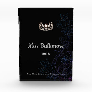 Miss USA Floral Silver Crown Acrylic Award