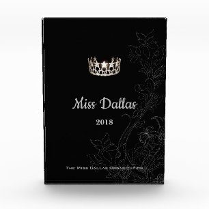 Miss USA Floral Silver Crown Acrylic Award