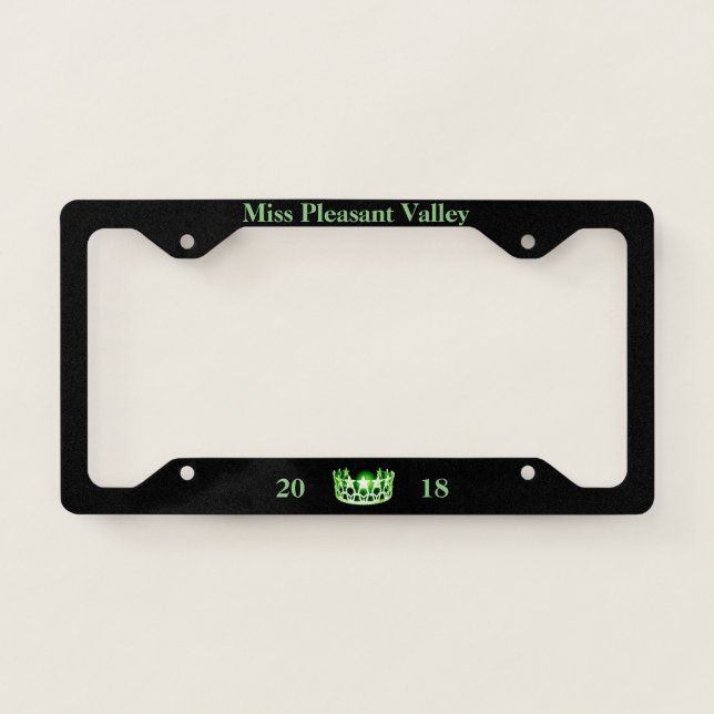 Miss USA Green Crown Title/Date License Frame (Front)