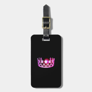 Miss USA Hot Pink Crown Luggage Tag-Vertical Tag