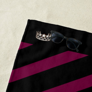 Miss USA Merlot Wine Stripe Crown Beach Towel