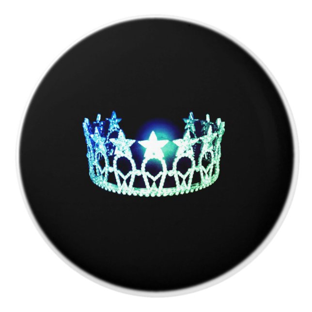 Miss USA Mint Crown Ceramic Cabinet Knob (Front)
