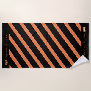 Miss USA Orange Stripe Teal Crown Beach Towel
