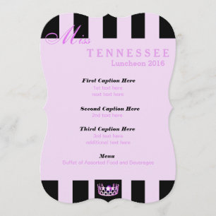 Miss USA Orchid Black Stripe Luncheon Program Card