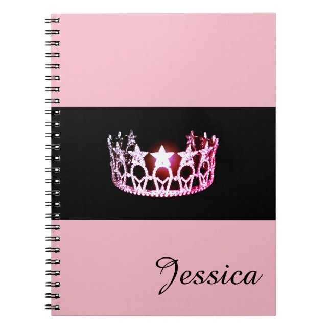 Miss USA Pink Crown Notebook- Custom Name Notebook (Front)