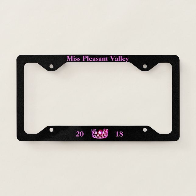 Miss USA Pink Crown Title/Date License Frame (Front)