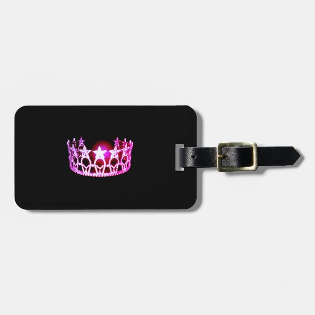 Miss USA Raspberry Pink Crown Luggage Tag (Front Horizontal)