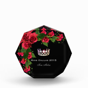 Miss USA Red Roses Silver Crown Acrylic Award