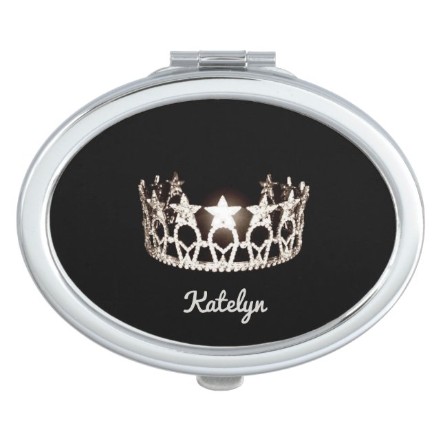 Miss USA Silver Crown Compact Mirror-Name Vanity Mirror (Front)
